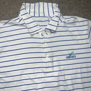 B Draddy Sport Golf Polo Shirt Mens Medium Blue White Striped